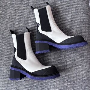 OFF-WHITE Italian Chelsea Leather Boot Purple Chunky Sponge Sole Sz 39 (8.5)